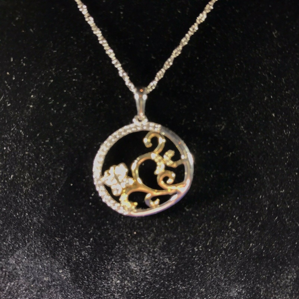 Sterling Silver Diamond 1/5 Karat and 10K Gold 17″